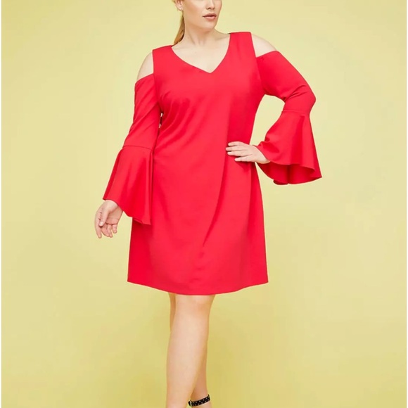 LANE BRYANT COLD SHOULDER PINK DRESS SIZE 22 - Picture 2 of 9